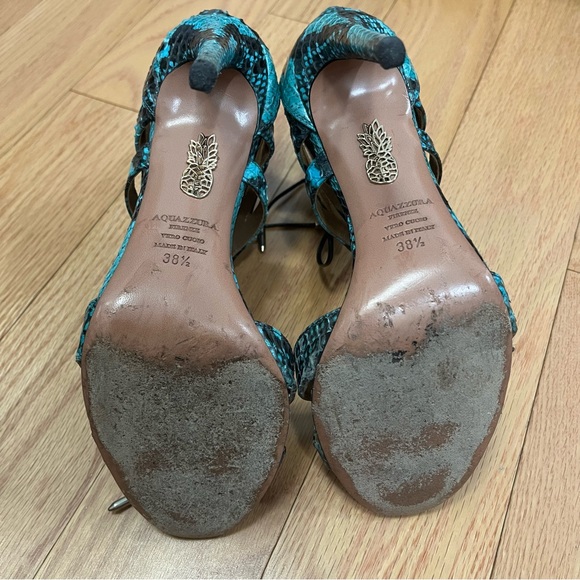 Aquazzura Beverly Hills Elaph Snakeskin Sandals - Picture 9 of 14